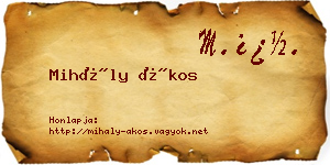 Mihály Ákos névjegykártya